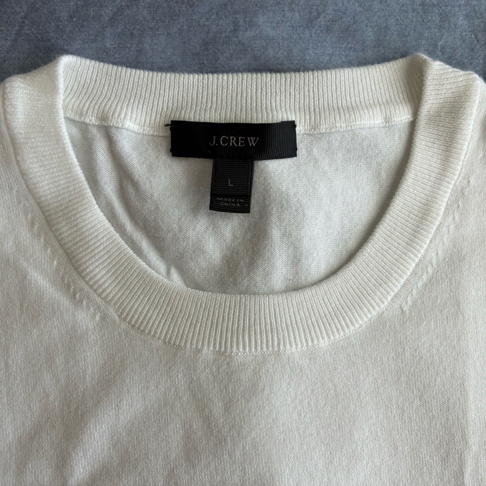 NWOT J.Crew Jackie Cotton-blend Knit Shell in White, Size Large